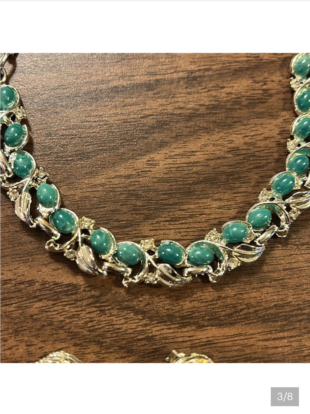 Firm price Vintage 1960 s Green Cabochon Link Necklace -